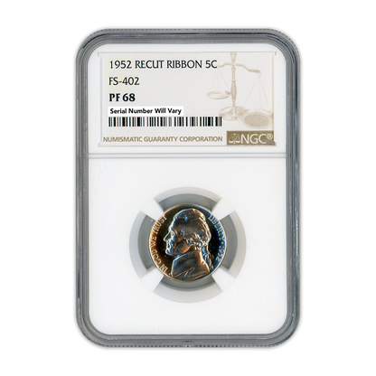 1952 Jefferson Nickel - Recut Ribbon - NGC PF68 FS-402