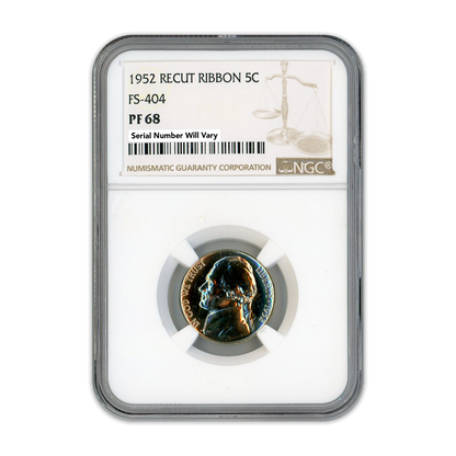 1952 Jefferson Nickel - Recut Ribbon - NGC PF68 FS-404