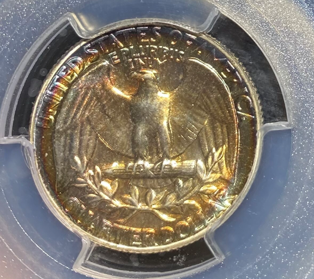 1952 Washington Silver Quarter Philadelphia - FS 901 Superbird  - PCGS PR67 Rainbow Toned