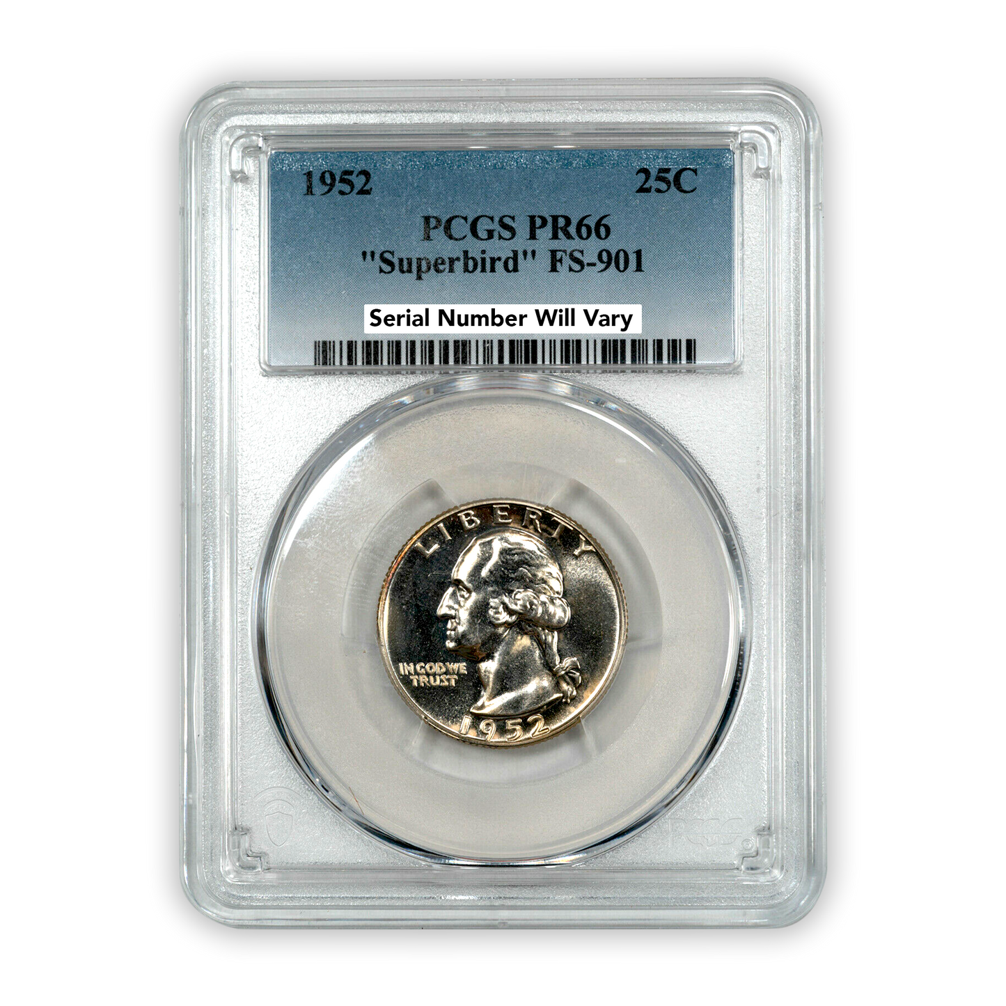1952 Washington Silver Quarter Philadelphia - FS 901 Superbird  - PCGS PR67
