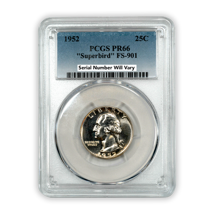 1952 Washington Silver Quarter Philadelphia - FS 901 Superbird  - PCGS PR67