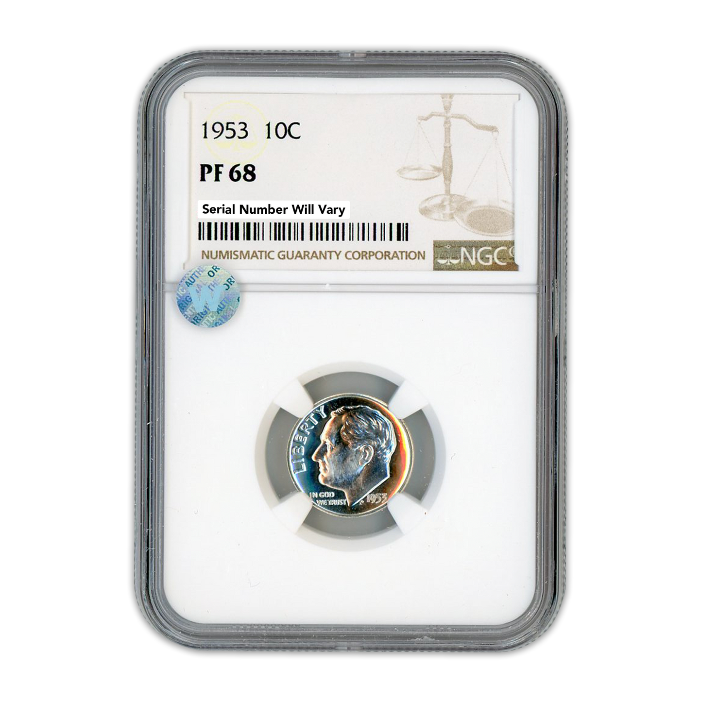 1953 Roosevelt Dime - NGC PF68 Sight White