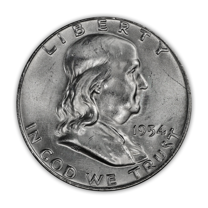 1954 Franklin 90% Silver Half Dollar Denver - From Original Bank Roll