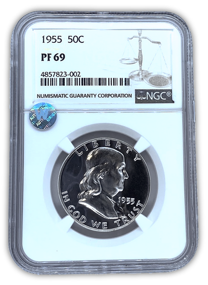 1955 Franklin Silver Half Dollar - NGC PF69 Sight White