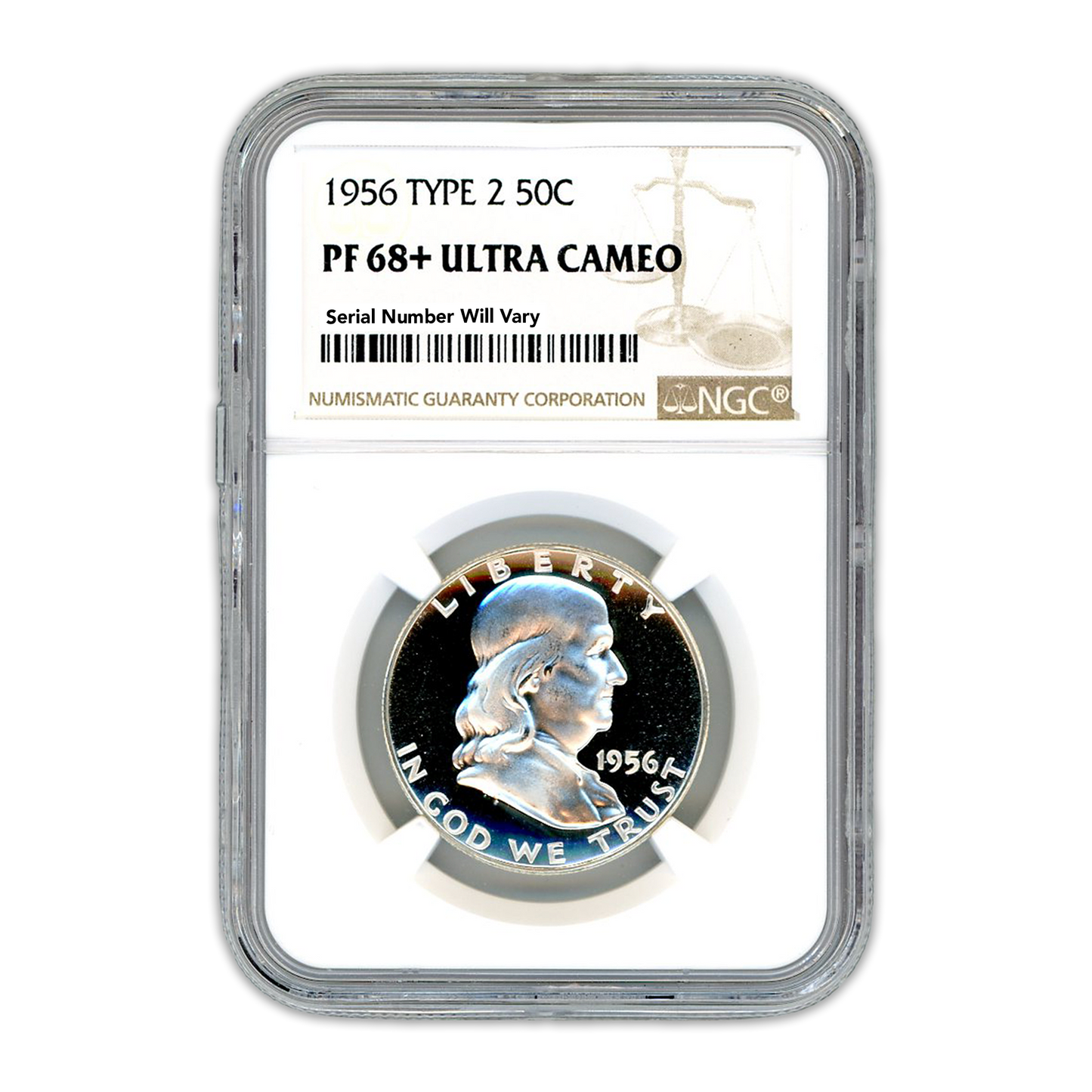 1956 Franklin Silver Half Dollar - Type 2 NGC - NGC PF68+ Ultra Cameo