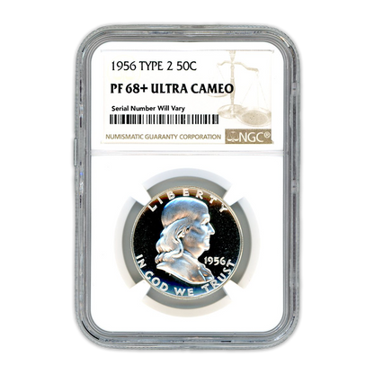 1956 Franklin Silver Half Dollar - Type 2 NGC - NGC PF68+ Ultra Cameo