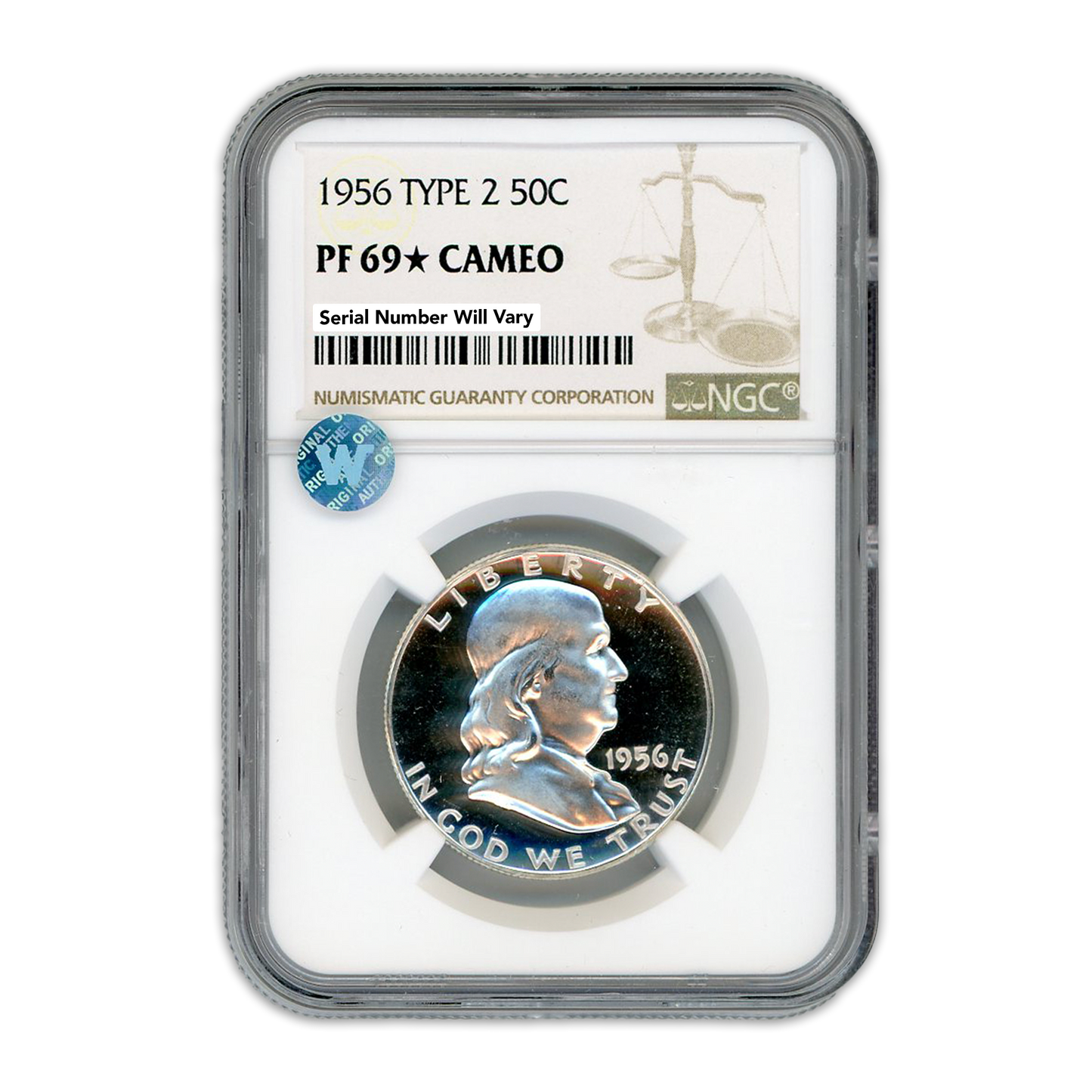 1956 Franklin Silver Half Dollar - Type 2 - NGC PF69 Rare Sight White Cameo