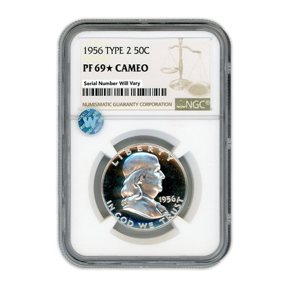 1956 Franklin Silver Half Dollar - Type 2 - NGC PF69 Rare Sight White Cameo