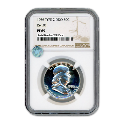 1956 Franklin Silver Half Dollar Type 2 - DDO NGC PF69 Sight White