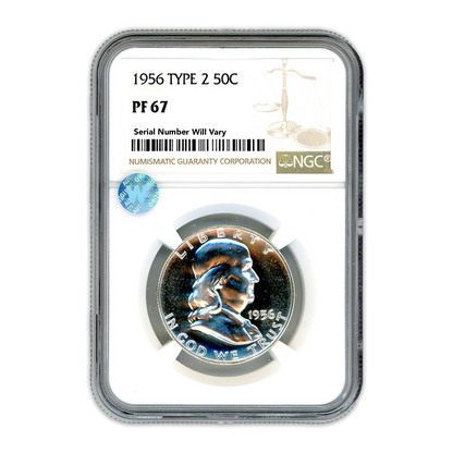 1956 Franklin Silver Half Dollar Type 2- NGC PF67 Sight White