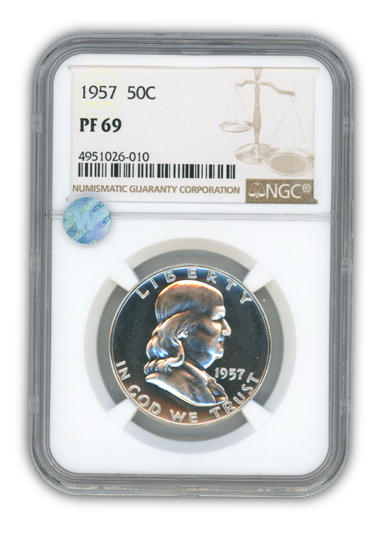 1957 Franklin Silver Half Dollar - NGC PF69 Sight White