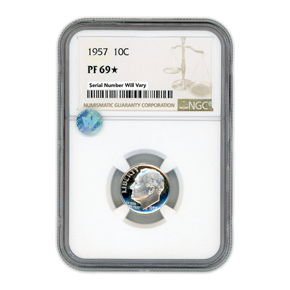 1957 Roosevelt Dime - NGC PF69 Star Sight White