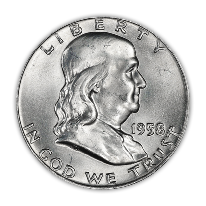 1958 Franklin 90% Silver Half Dollar Denver - Uncirculated