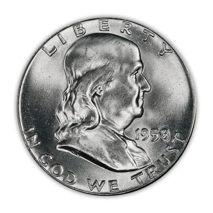 1958 Franklin 90% Silver Half Dollar Philadelphia - Uncirculated
