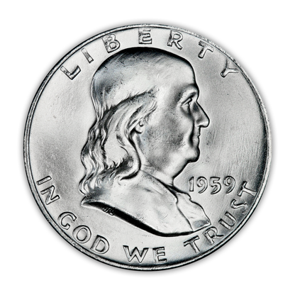1959 Franklin 90% Silver Half Dollar Denver - Uncirculated