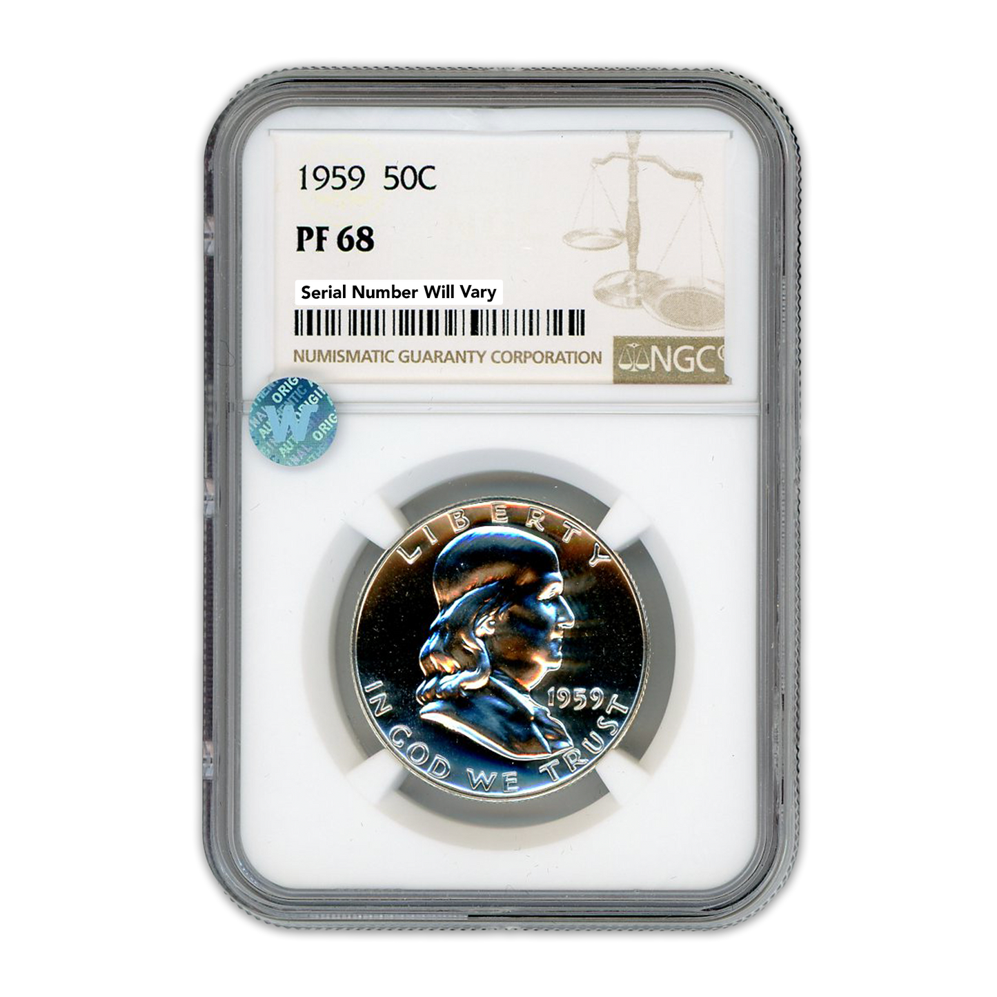 1959 Franklin Silver Half Dollar -  NGC PF68 Sight White