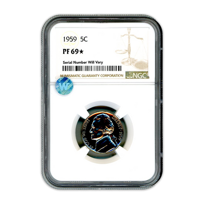 1959 Jefferson Nickel -  NGC PF69 Star Sight White