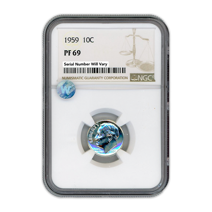 1959 Roosevelt Dime - NGC PF69 Sight White