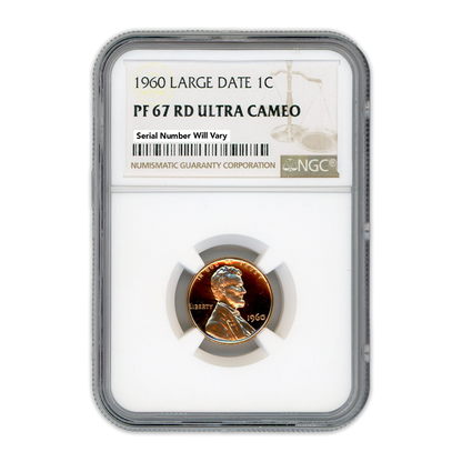 1960 Lincoln Cent - Large Date -  NGC PF67 RD Ultra Cameo