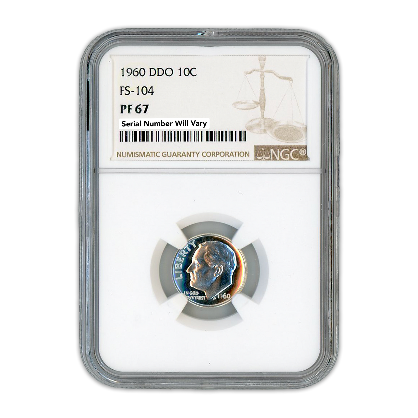 1960 Roosevelt Dime - DDO FS-104 NGC PF67
