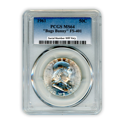 1961 Franklin Silver Half Dollar - Bugs Bunny - PCGS MS64 FS-401