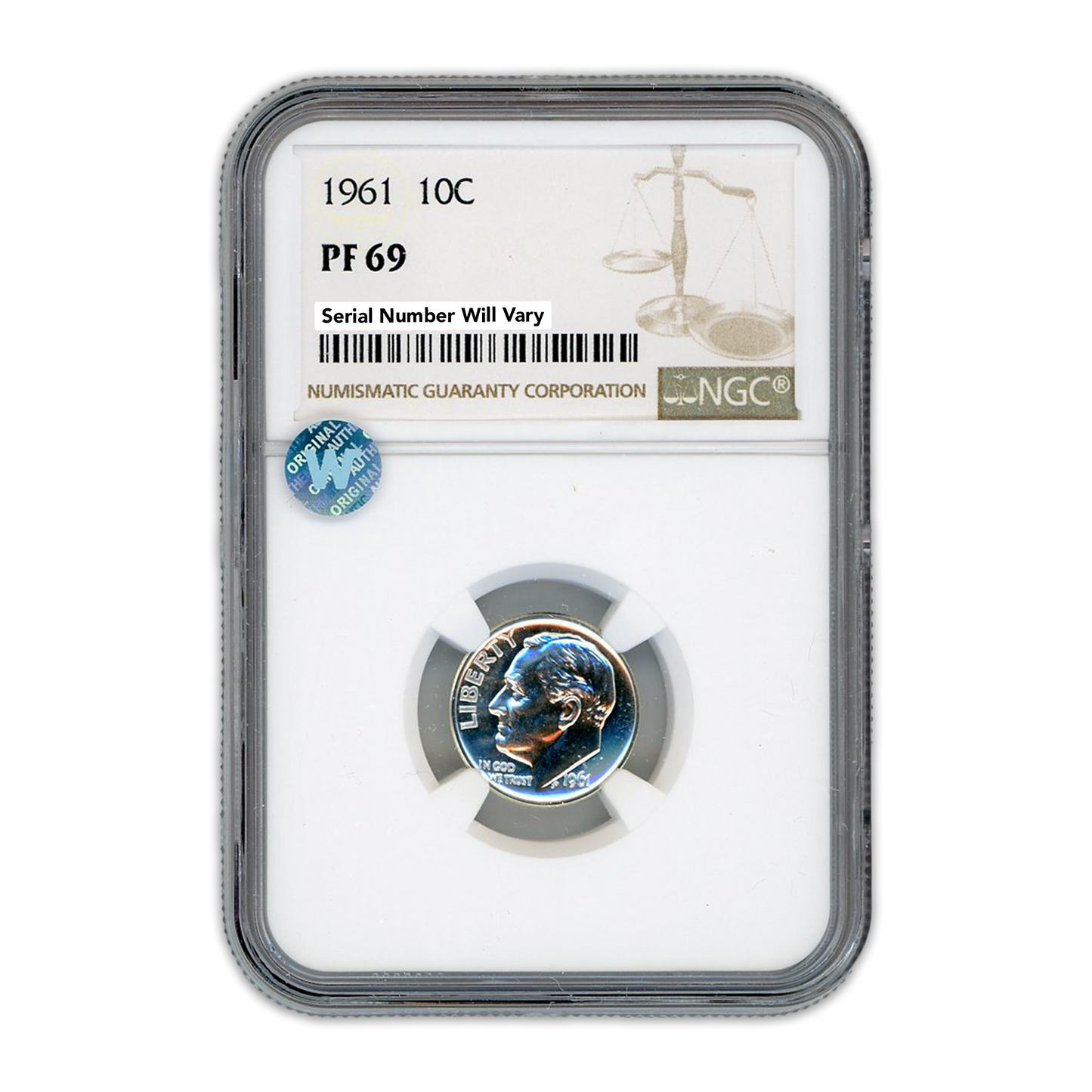 1961 Roosevelt Dime - NGC PF69 Sight White