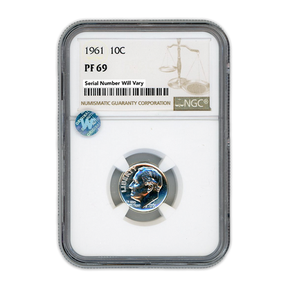 1961 Roosevelt Dime - NGC PF69 Sight White