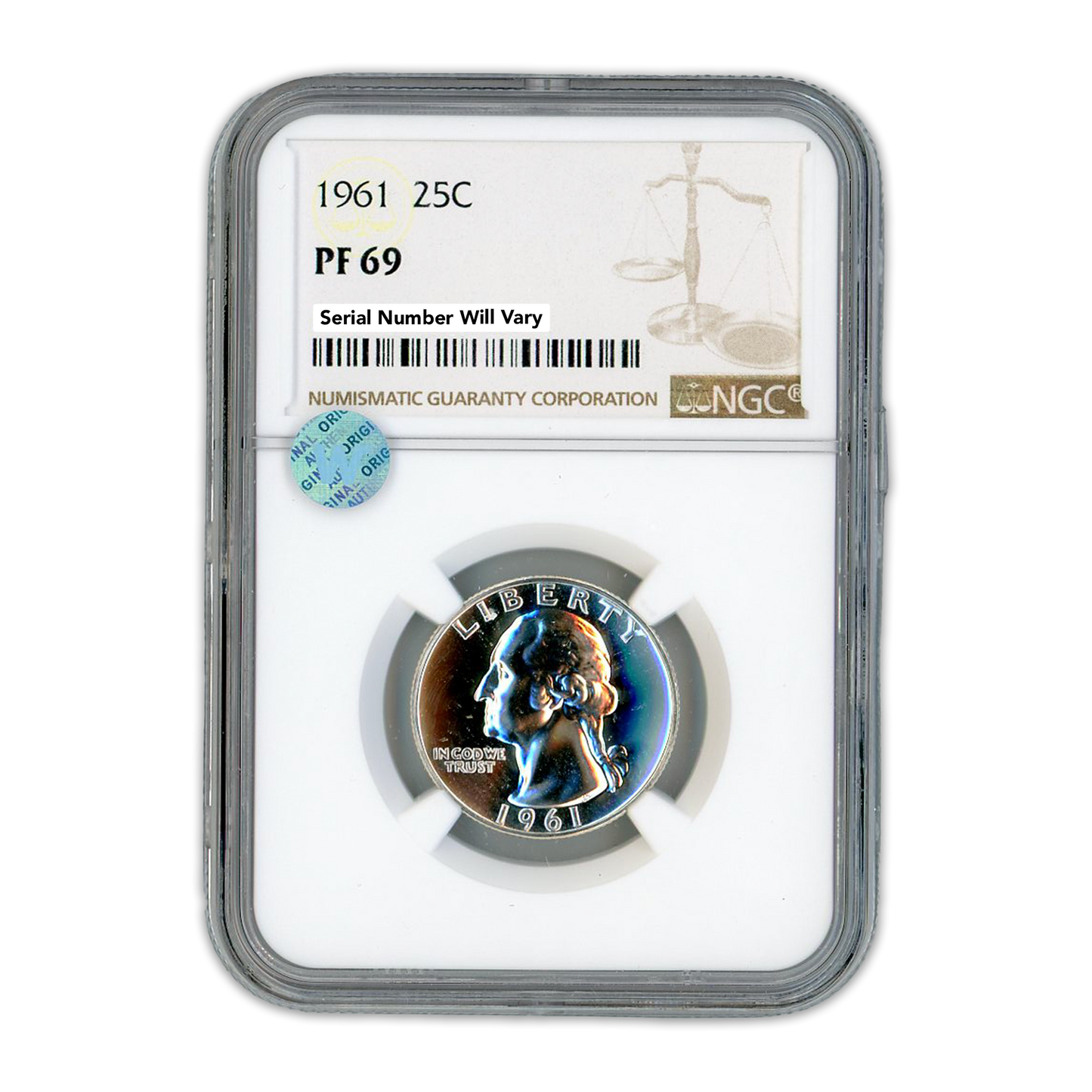 1961 Washington Silver Quarter Philadelphia - NGC PF69 Sight White