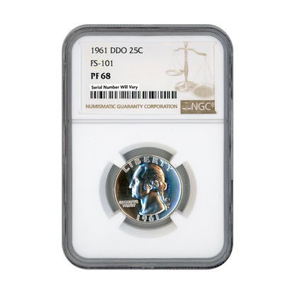 1961 Washington Silver Quarter Philadelphia DDO FS 101 - NGC PF68