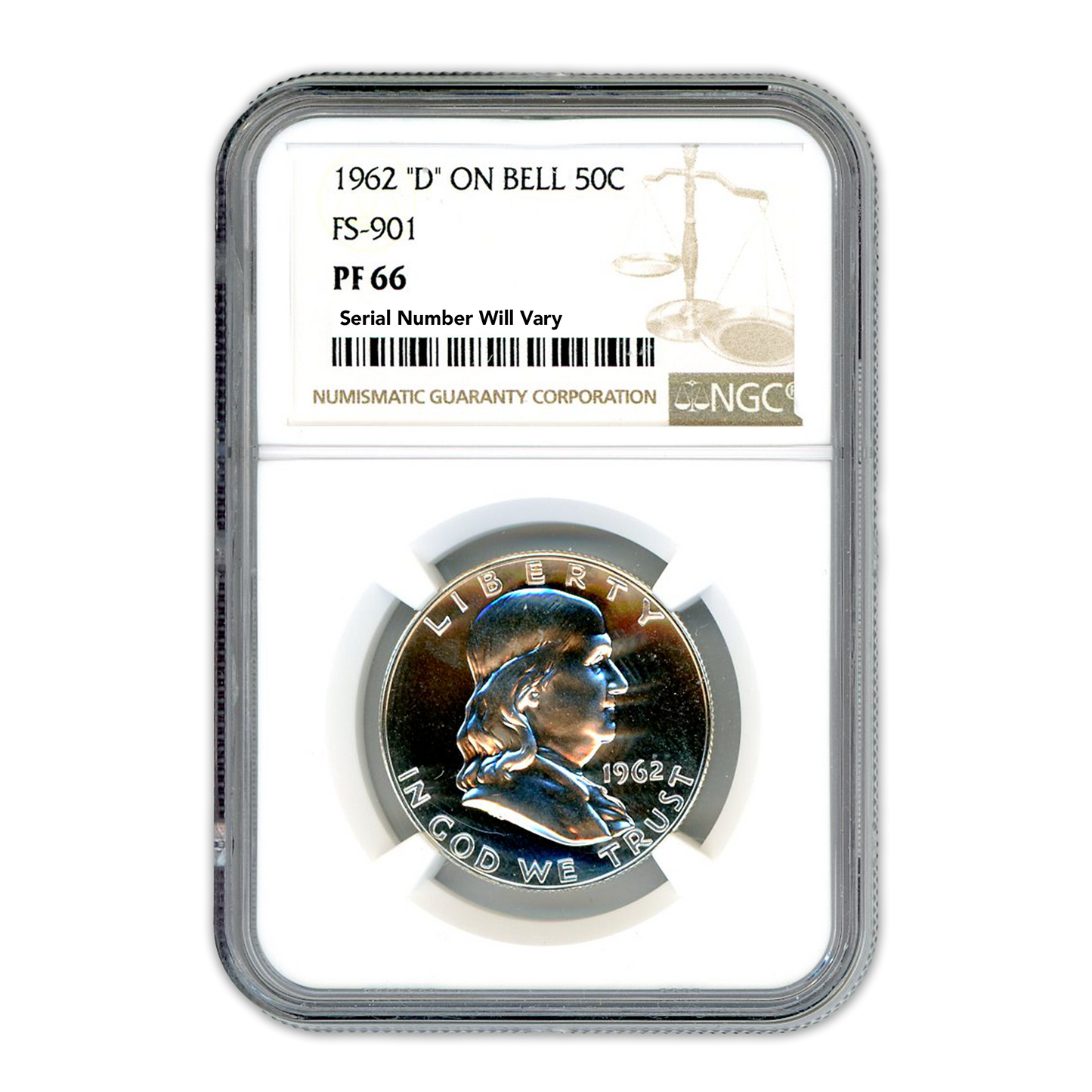 1962 Franklin Silver Half Dollar - D on Bell -  NGC PF66