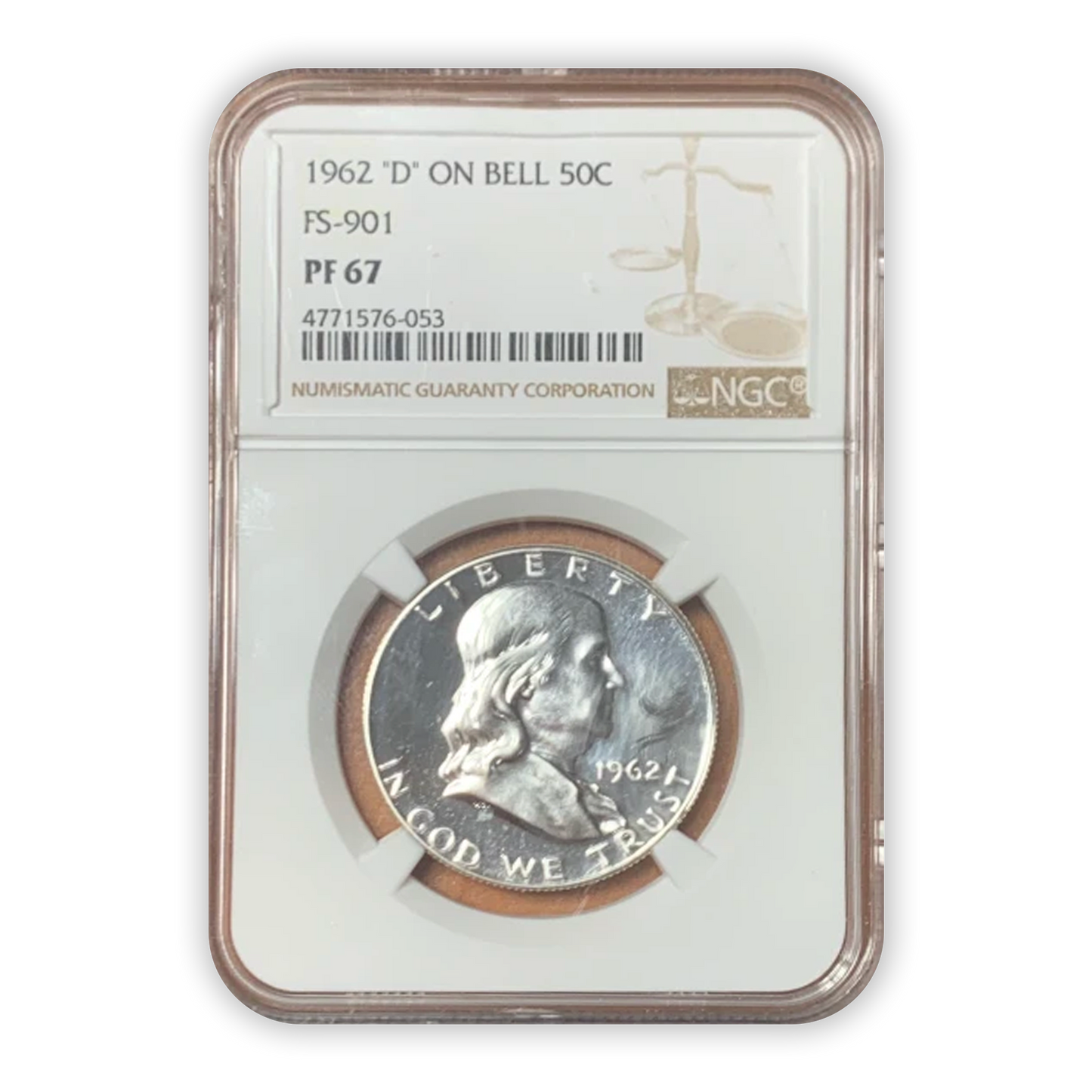 1962 Franklin Silver Half Dollar - FS-901 D on Bell - NGC PF67
