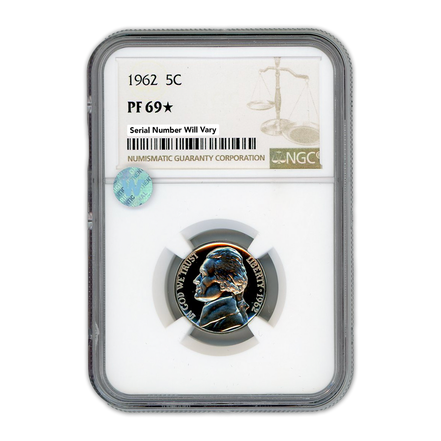 1962 Jefferson Nickel - NGC PF69 Star Sight White