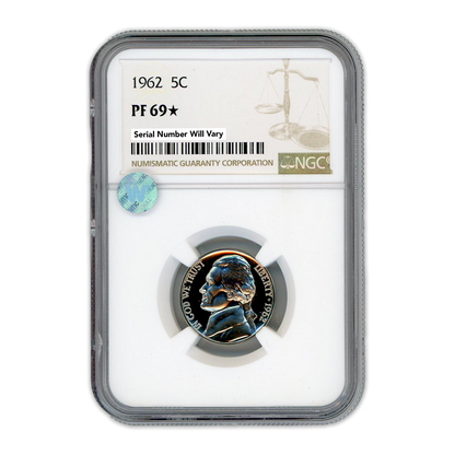 1962 Jefferson Nickel - NGC PF69 Star Sight White