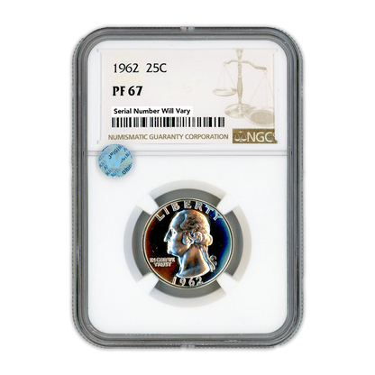 1962 Washington Silver Quarter Philadelphia - NGC PF67 Sight White