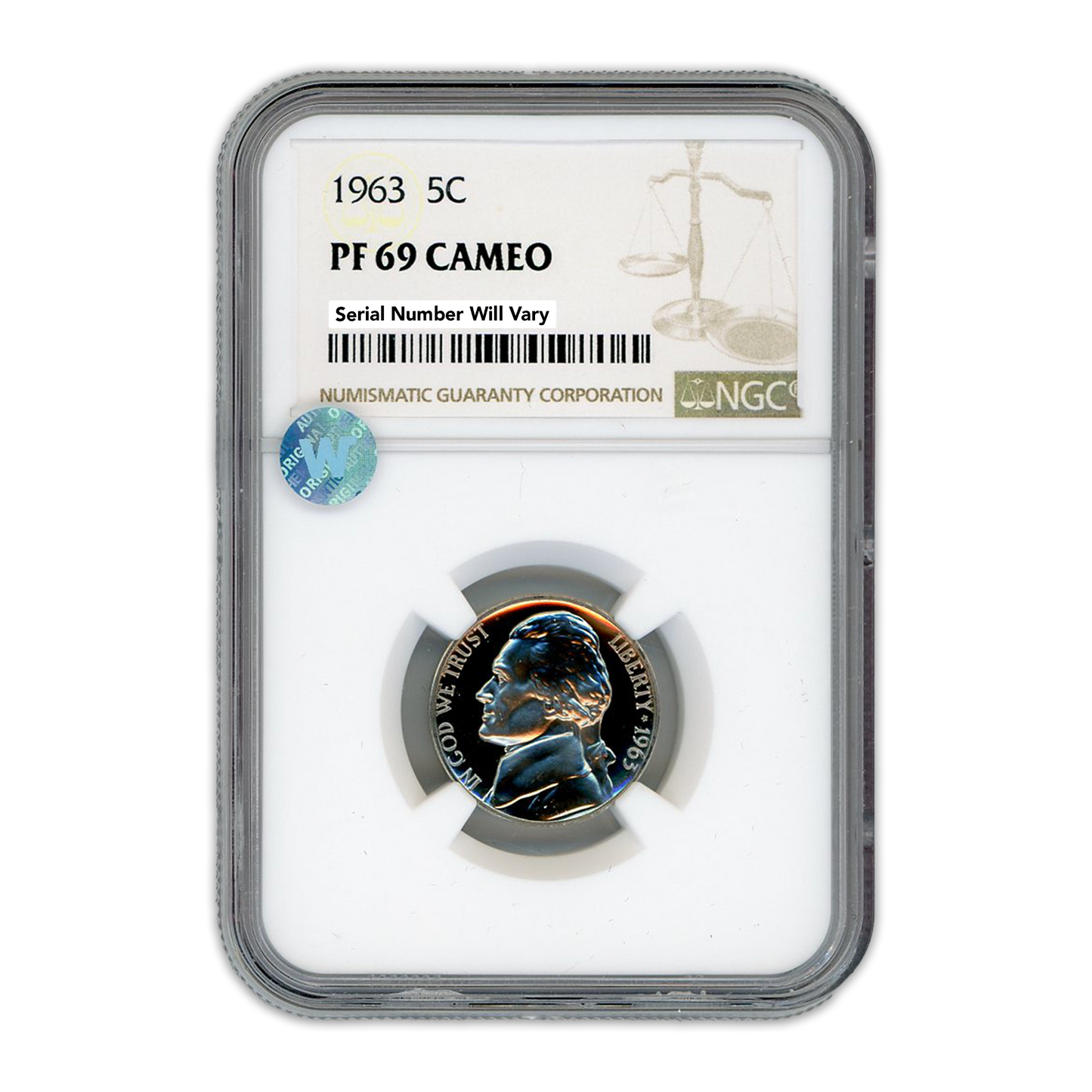 1963 Jefferson Nickel -  NGC PF69 Sight White Cameo