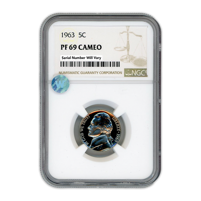 1963 Jefferson Nickel -  NGC PF69 Sight White Cameo