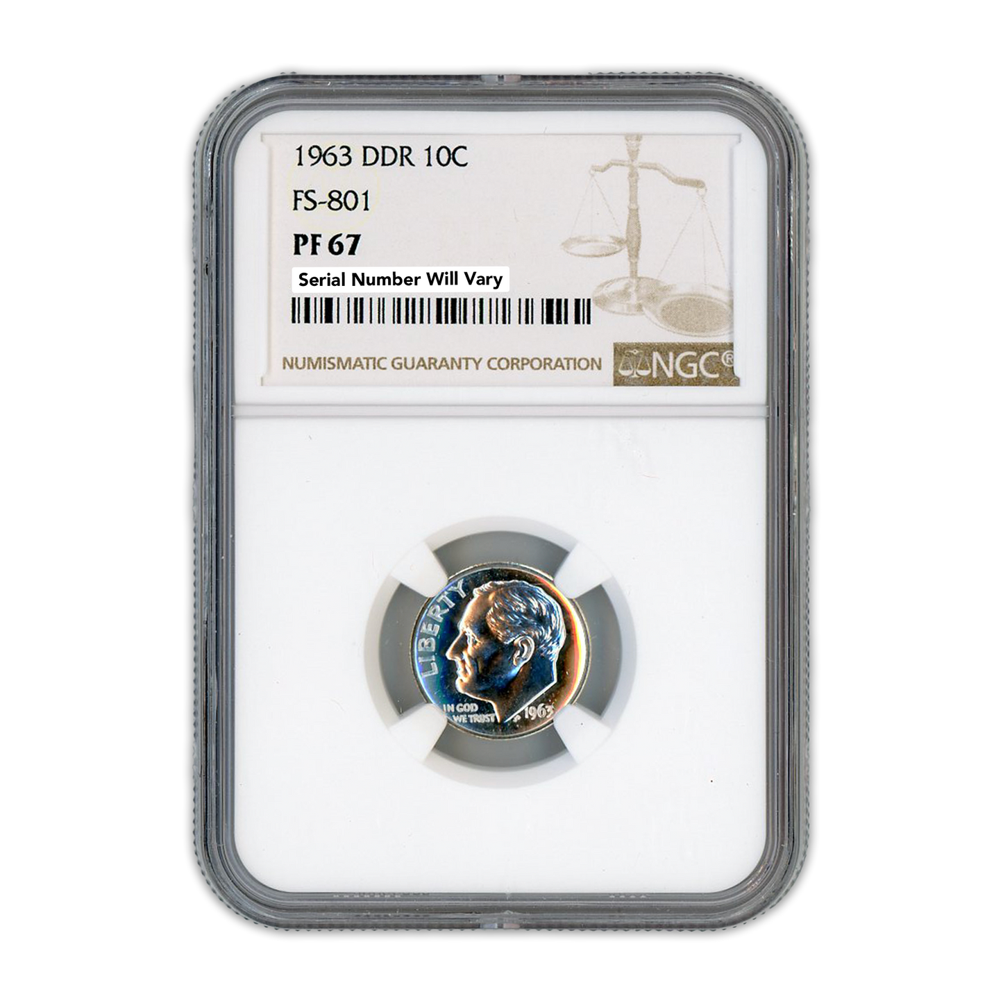 1963 Roosevelt Dime - DDR FS-801 NGC PF67