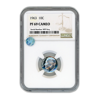 1963 Roosevelt Dime -   NGC PF69 Sight White Cameo