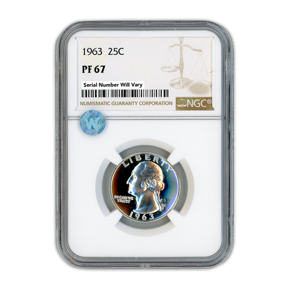 1963 Washington Silver Quarter Philadelphia - NGC PF67 Sight White
