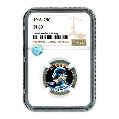 1963 Washington Silver Quarter Philadelphia - NGC PF69 Sight White