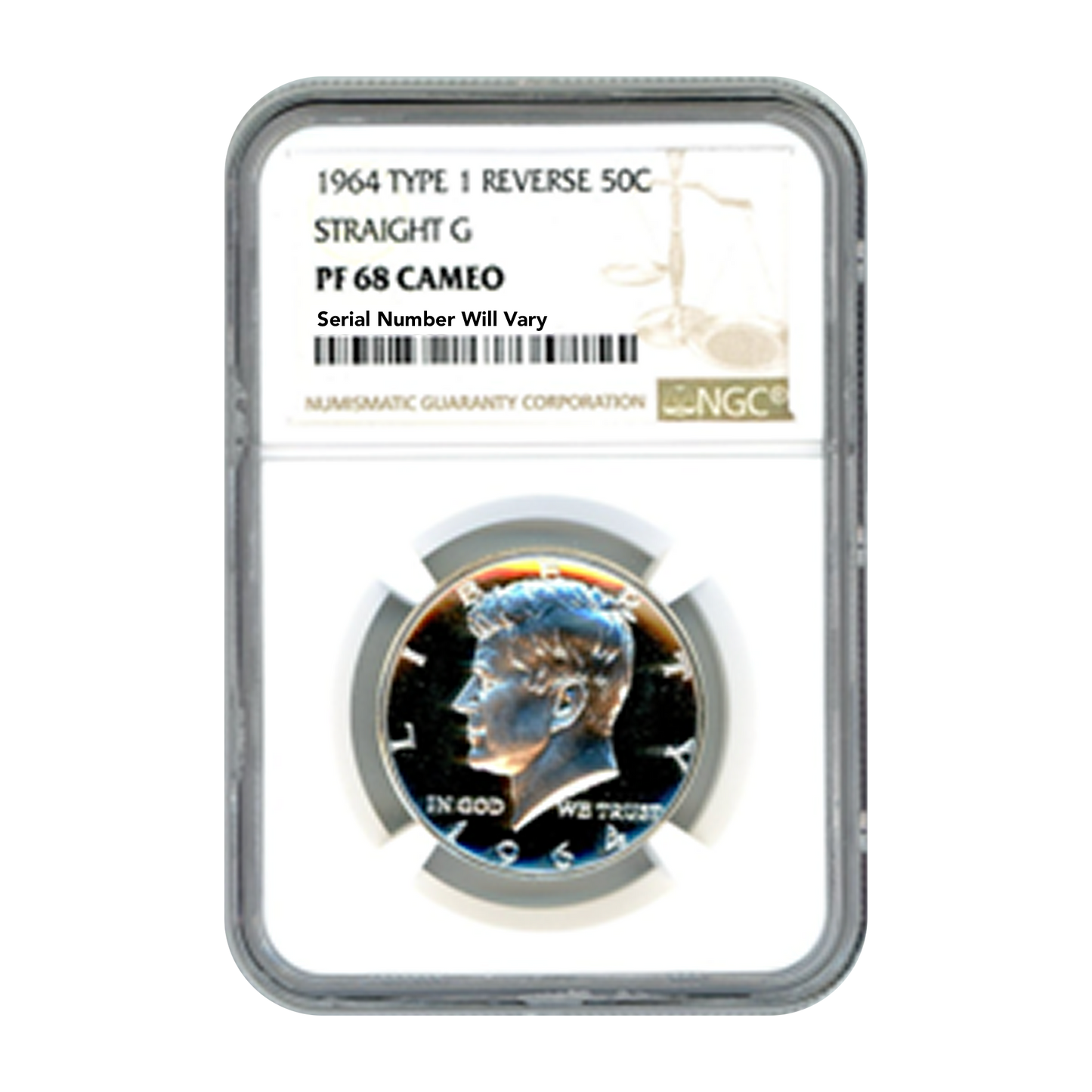 1964 Kennedy Half Dollar Philadelphia Cameo - Straight G Type 1 - NGC PF68