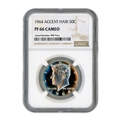 1964 Kennedy Silver Half Dollar Philadelphia - Accented Hair - NGC PF66 CAMEO
