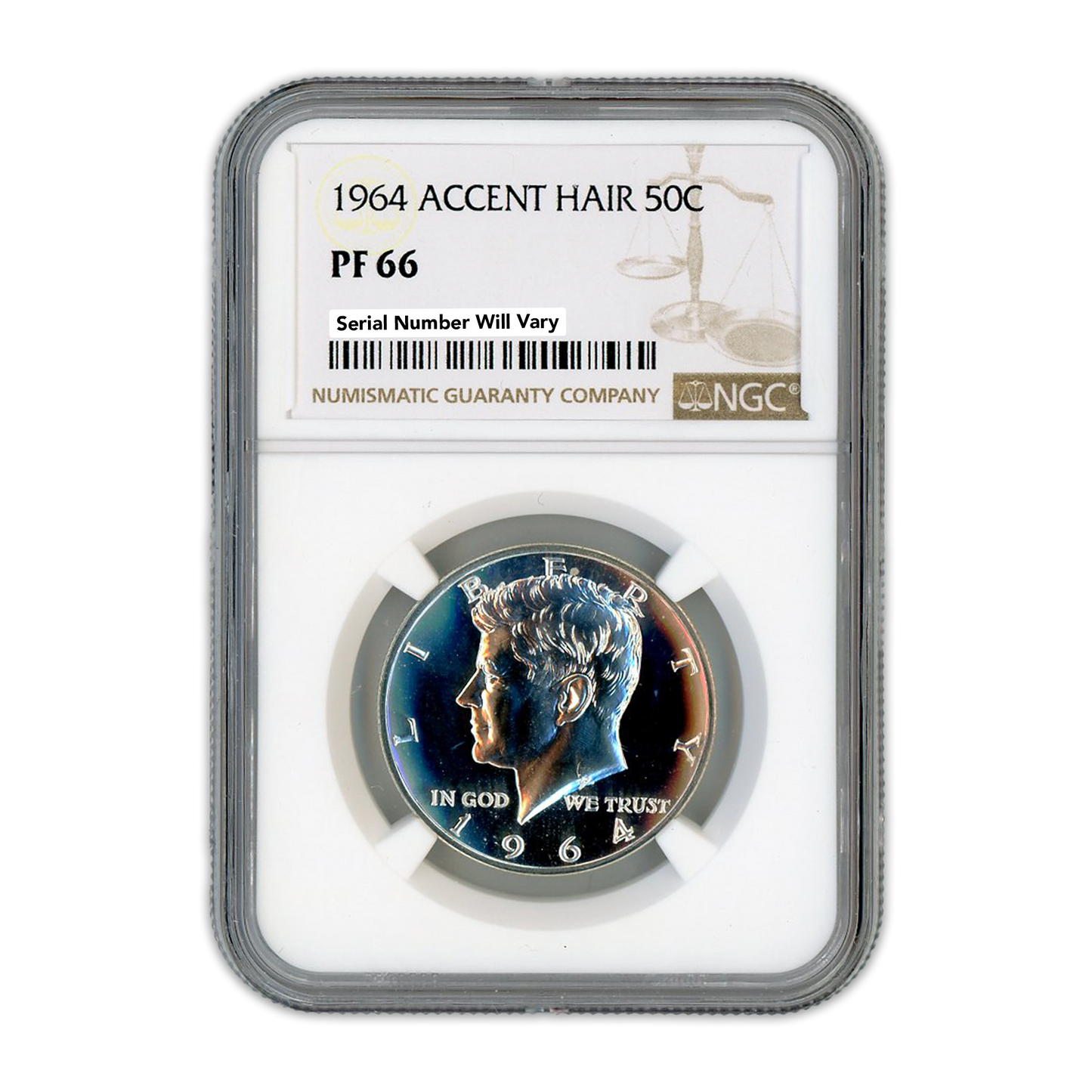 1964 Kennedy Silver Half Dollar Philadelphia - Accented Hair - NGC PF66