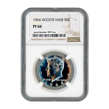 1964 Kennedy Silver Half Dollar Philadelphia - Accented Hair - NGC PF66