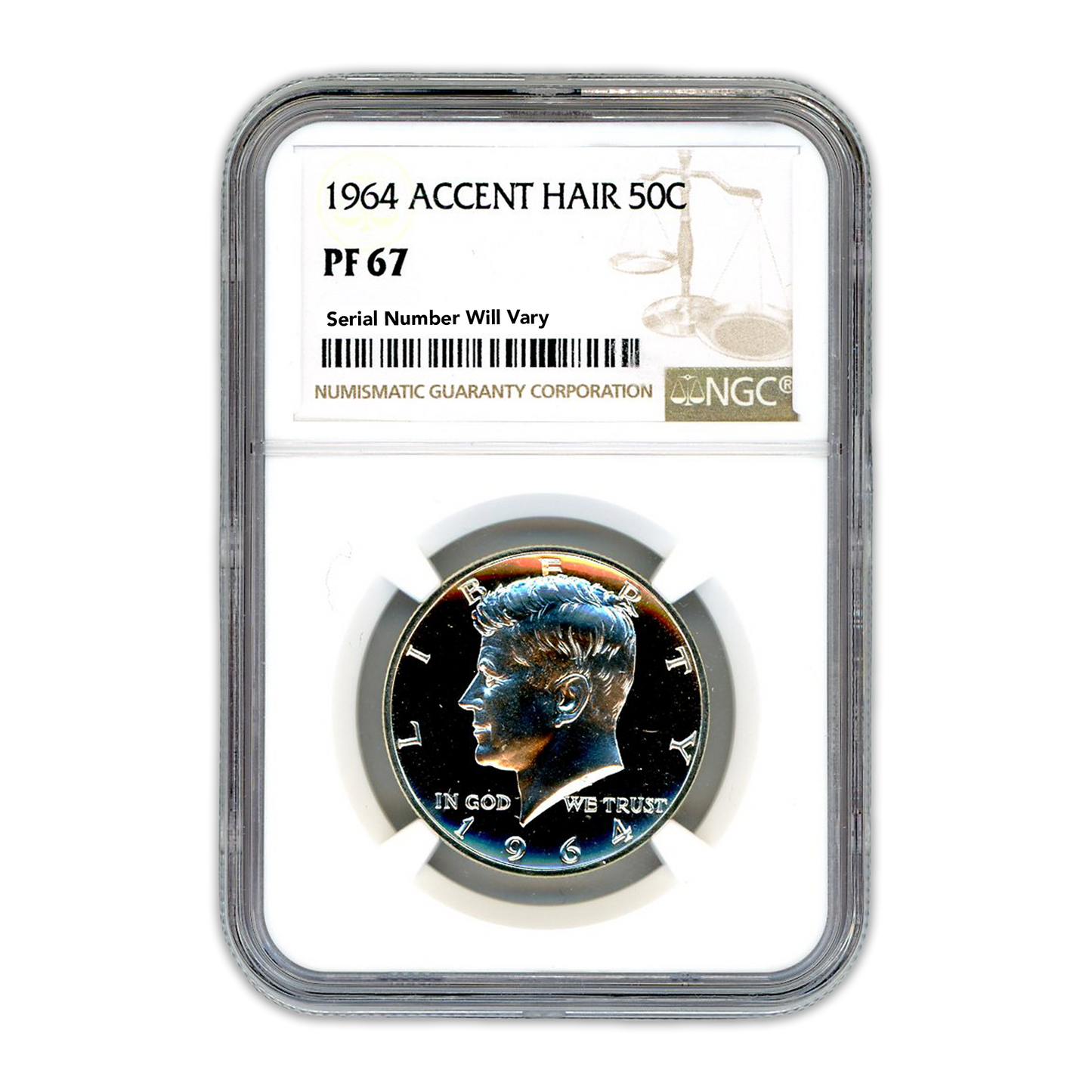 1964 Kennedy Silver Half Dollar Philadelphia - Accented Hair - NGC PF67