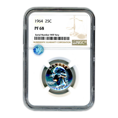 1964 Washington Silver Quarter Philadelphia -  NGC - PF68 Sight White