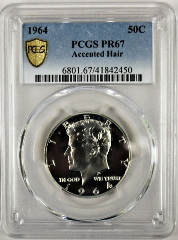 1964 Kennedy Silver Half Dollar Philadelphia - Accented Hair - PCGS PR67