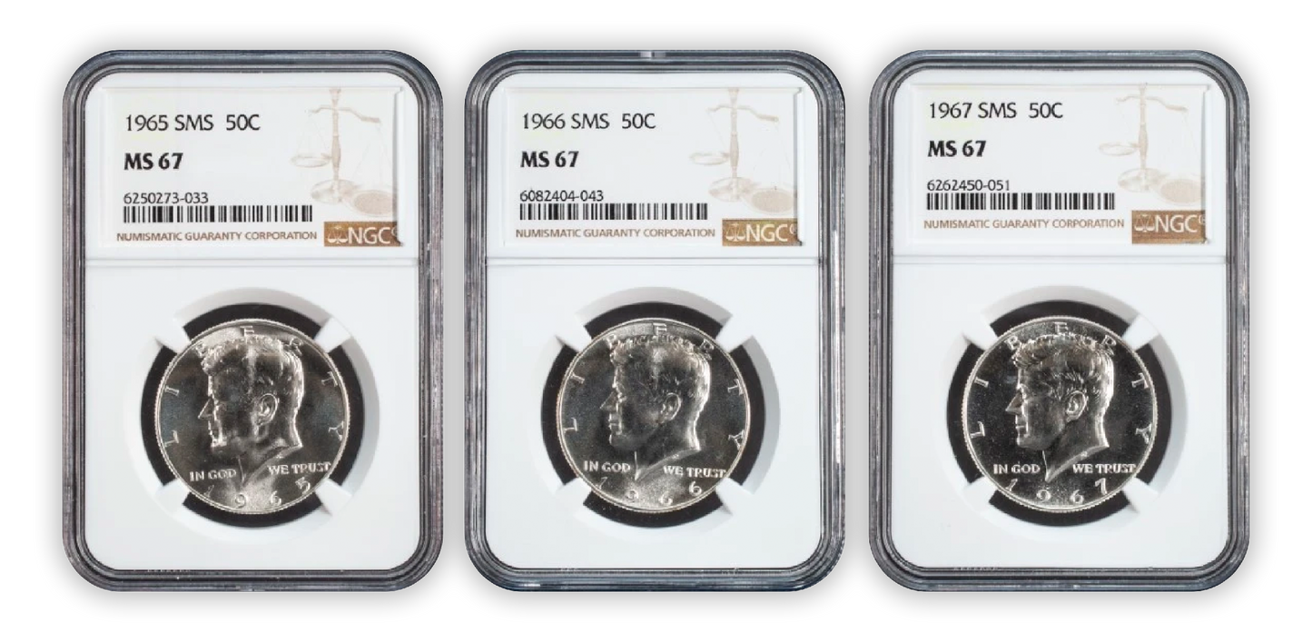 1965 - 1967 Kennedy Half Dollar - Special Mint Set - NGC MS67