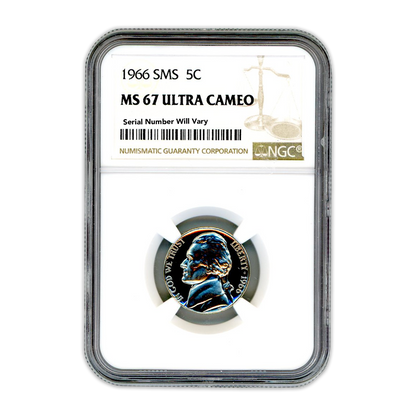1966 Jefferson Nickel SMS NGC MS67 Ultra Cameo