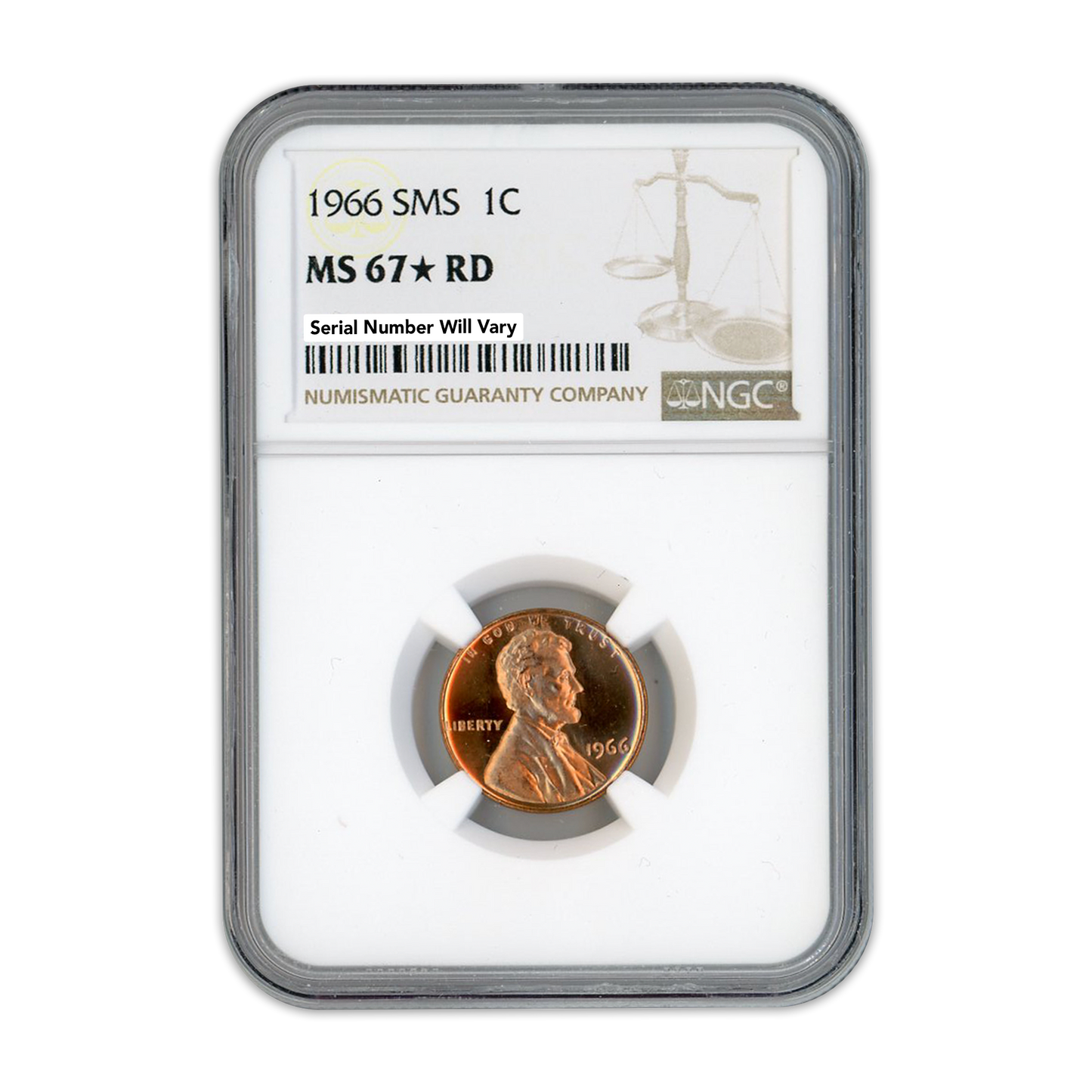 1966 Lincoln Cent - SMS NGC MS67 Star RD